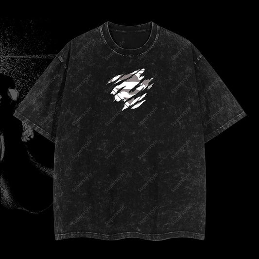 The Man of Steel "Superman" Clark Kent DC Comic Edition Double Printed Oversize Lightweight Acid Washed T-Shirt