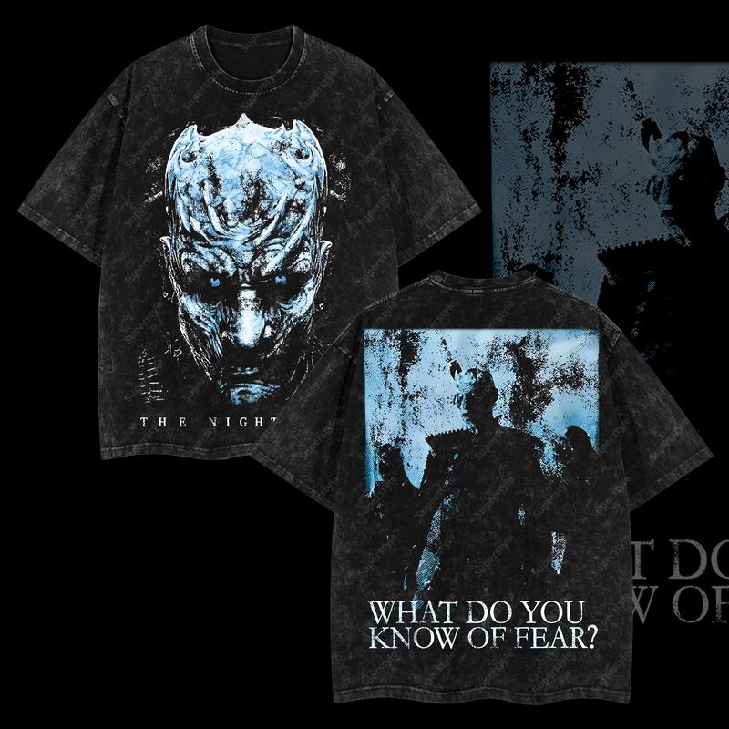 "The Night King – What Do You Know of Fear?" Game of Thrones Edition Double Printed Oversize Lightweight Acid Washed T-Shirt