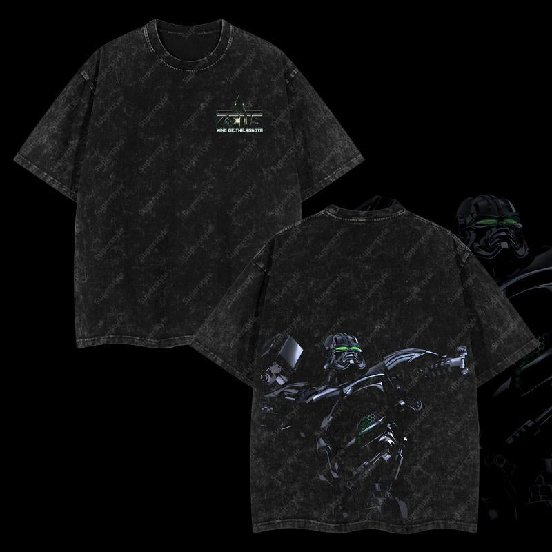 Zeus - Real Steel Edition Double Printed Oversize Lightweight Acid Washed T-Shirt