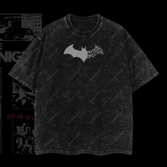 The Dark Knight "Batman" - The Gotham Guardian HeroVerse DC Comic Edition Double Printed Oversize Lightweight Acid Washed T-Shirt