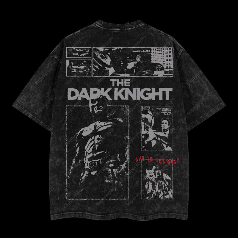 The Dark Knight "Batman" - The Gotham Guardian HeroVerse DC Comic Edition Double Printed Oversize Lightweight Acid Washed T-Shirt