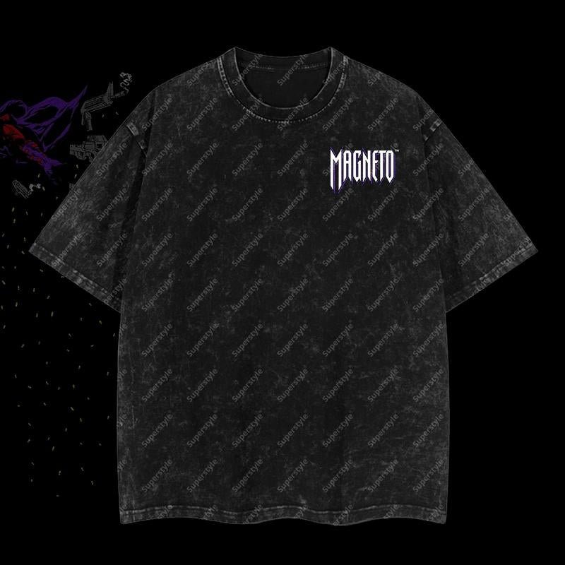 The Mutant Messiah "Master of Magnetism" Magneto Marvel MCU Edition Double Printed Oversize Lightweight Acid Washed T-Shirt
