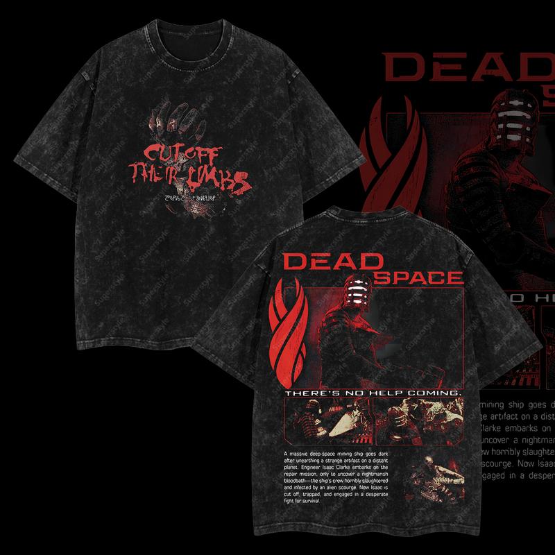 Dead Space: No Help Coming "Cut off their limbs" Edition Double Printed Oversize Lightweight Acid Washed T-Shirt