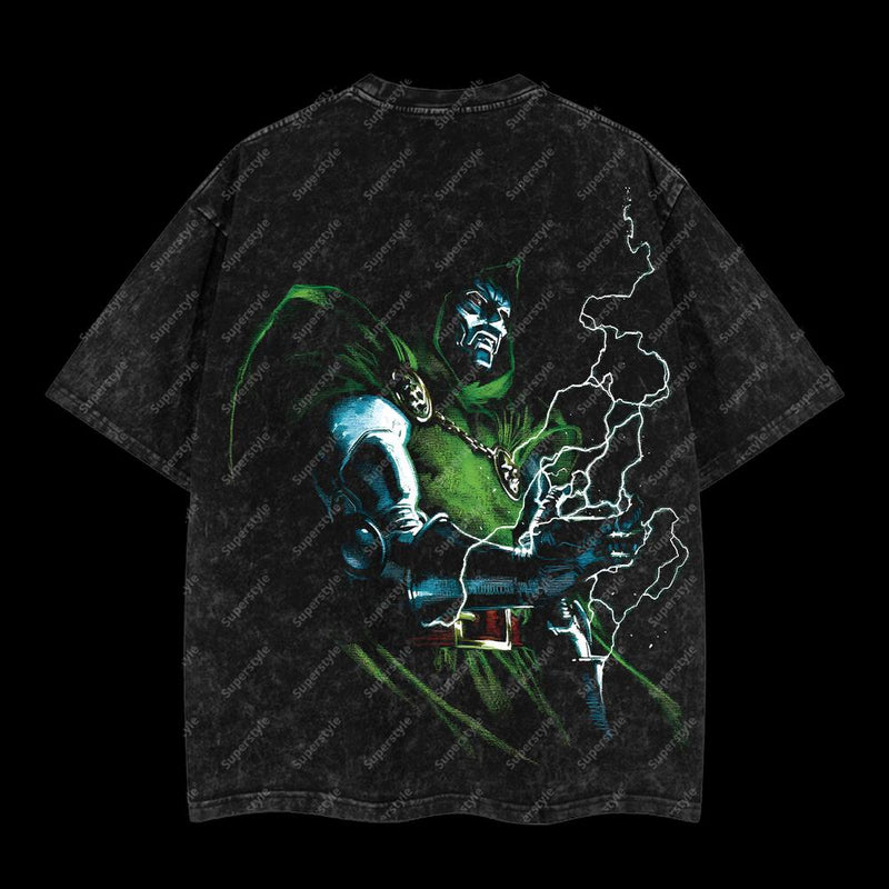 Doctor Doom "The Masked Tyrant" Marvel MCU Edition Double Printed Oversize Lightweight Acid Washed T-Shirt
