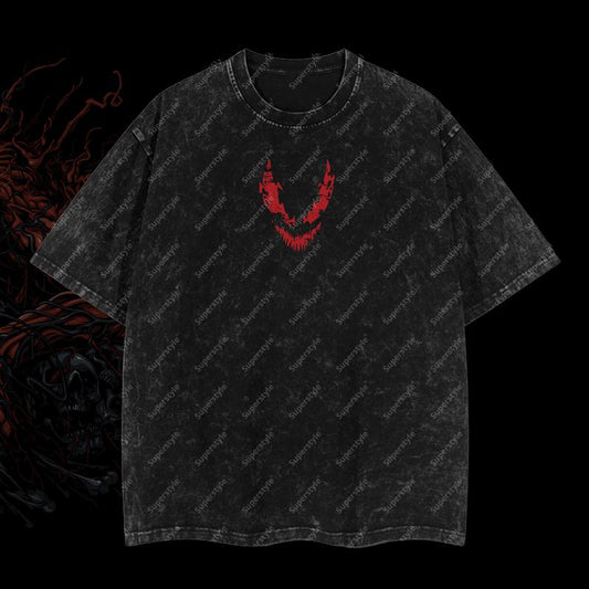 Maximum Absolute Carnage Symbiote Venom Supervillain Marvel MCU Edition Double Printed Oversize Lightweight Acid Washed T-Shirt