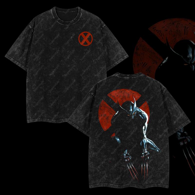 Clawborn Weapon X "Wolverine" - X Force Marvel MCU superhero Edition Double Printed Oversize Lightweight Acid Washed T-Shirt