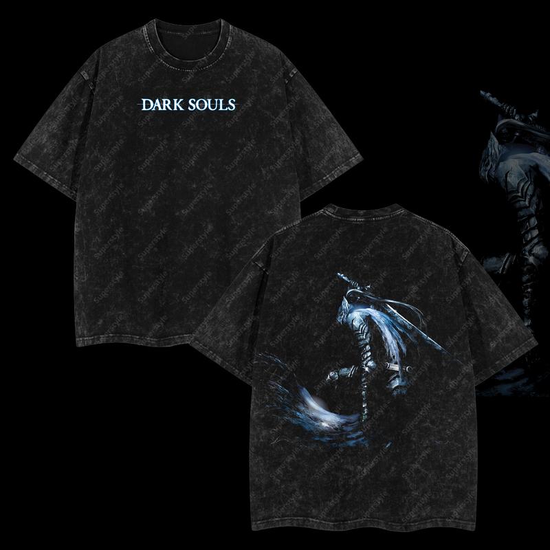 Abysswalker Artorias Dark Souls Edition Double Printed Oversize Lightweight Acid Washed T-Shirt