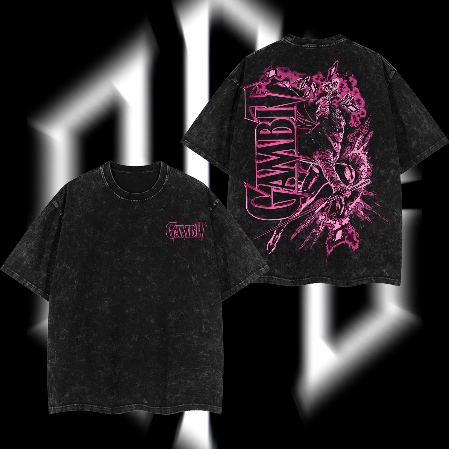 The Card Master "Gambit" Marvel MCU Edition Double Printed Oversize Lightweight Acid Washed T-Shirt