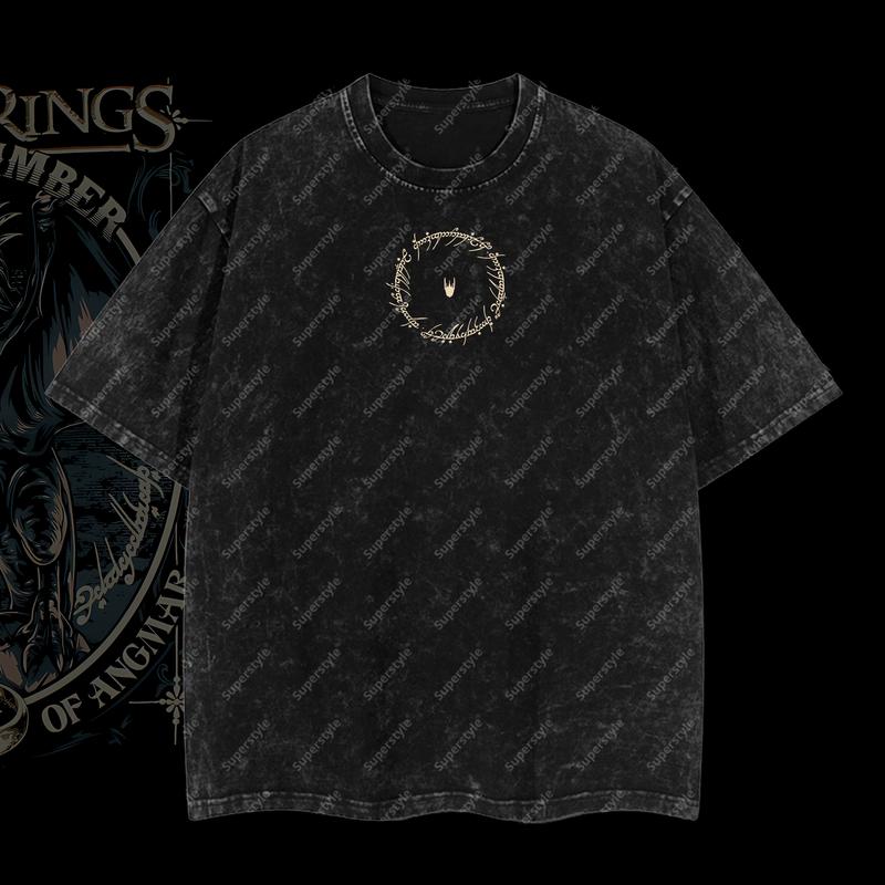 Witch-King Ascendancy Lord of the Rings Black Timber Edition Double Printed Oversize Lightweight Acid Washed T-Shirt