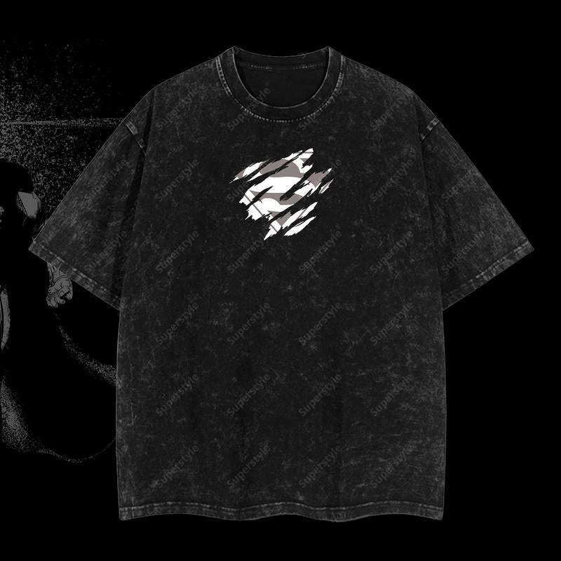 The Man of Steel "Superman" Clark Kent DC Comic Edition Double Printed Oversize Lightweight Acid Washed T-Shirt