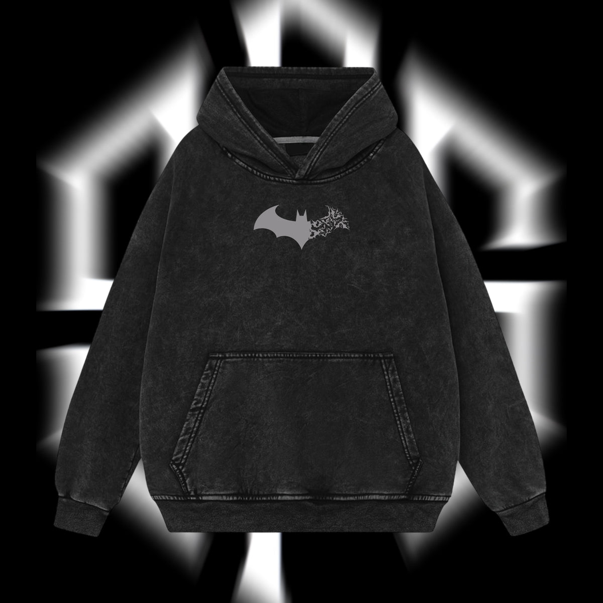 The Dark Knight "Batman" - The Gotham Guardian Hero Verse DC Comic Edition Double Printed Oversize Lightweight Acid Washed Hoodie