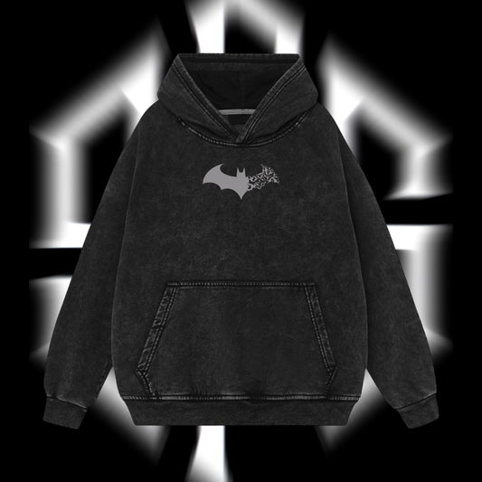 The Dark Knight "Batman" - The Gotham Guardian Hero Verse DC Comic Edition Double Printed Oversize Lightweight Acid Washed Hoodie