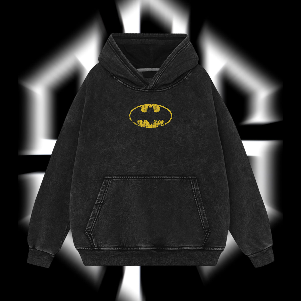 The Dark Knight "Batman" - The Gotham Guardian Hero Verse DC Comic Edition Double Printed Oversize Lightweight Acid Washed Hoodie