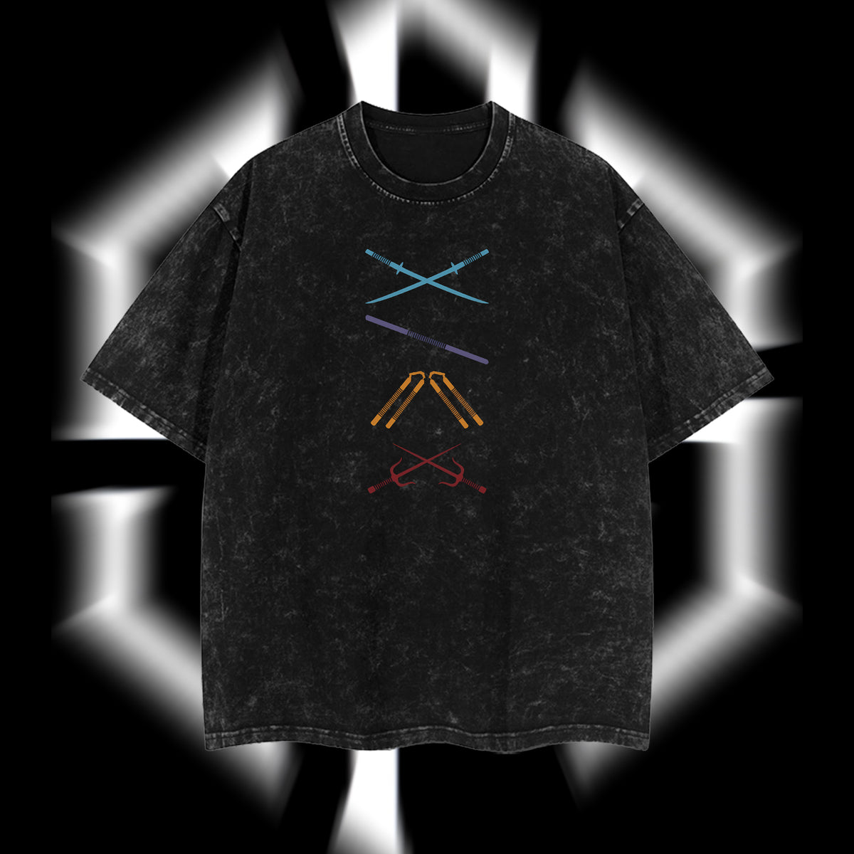 Teenage Mutant Ninja Turtles - Ninja Turtles Movies Film Edition Double Printed Oversize Lightweight Acid Washed Tee T-shirt