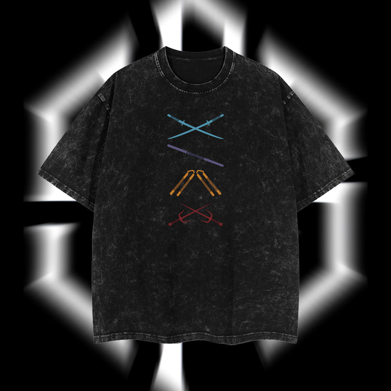 Teenage Mutant Ninja Turtles - Ninja Turtles Movies Film Edition Double Printed Oversize Lightweight Acid Washed Tee T-shirt