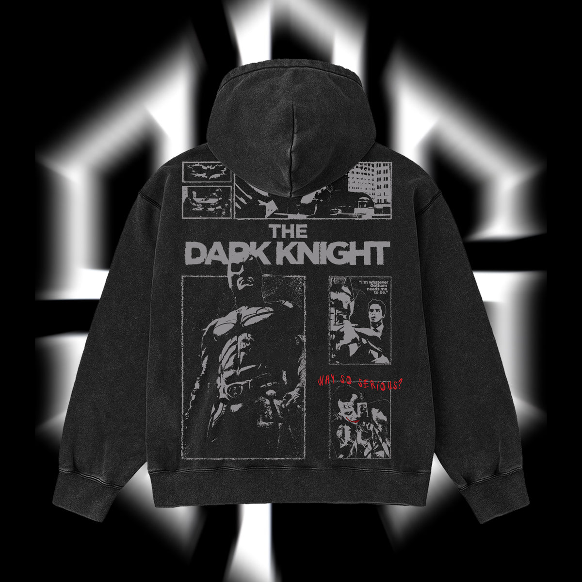 The Dark Knight "Batman" - The Gotham Guardian Hero Verse DC Comic Edition Double Printed Oversize Lightweight Acid Washed Hoodie