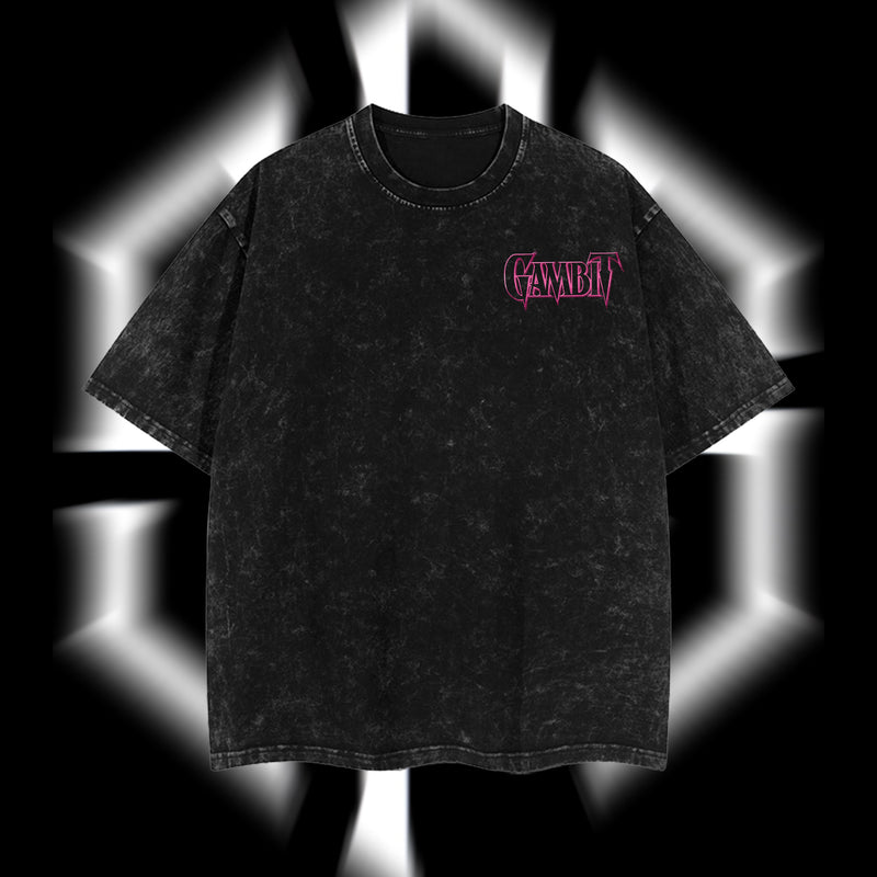 The Card Master "Gambit" Marvel MCU Edition Double Printed Oversize Lightweight Acid Washed T-Shirt