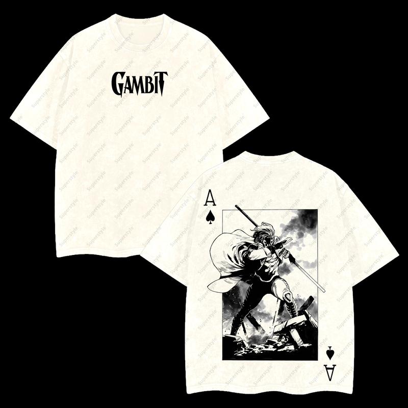 The Card Master "Gambit" Marvel MCU Edition Double Printed Oversize Lightweight Acid Washed T-Shirt