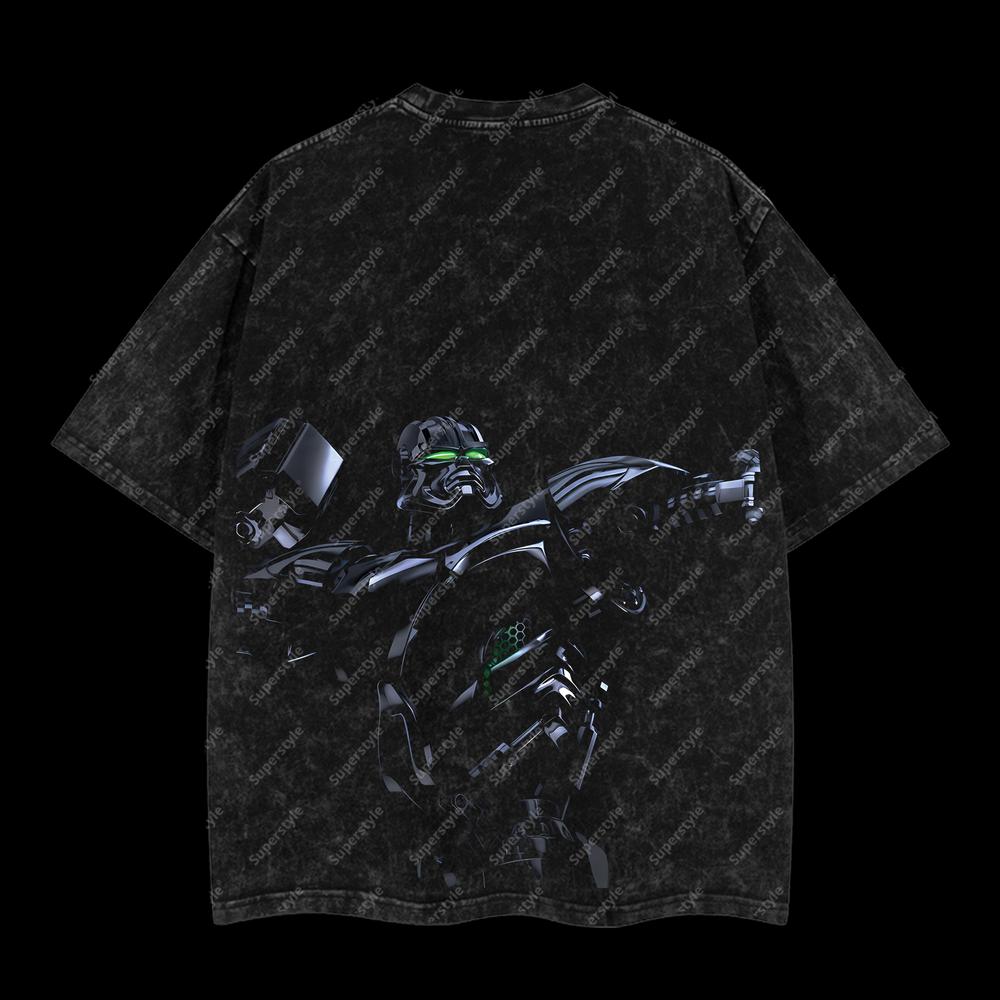 Zeus - Real Steel Edition Double Printed Oversize Lightweight Acid Washed T-Shirt