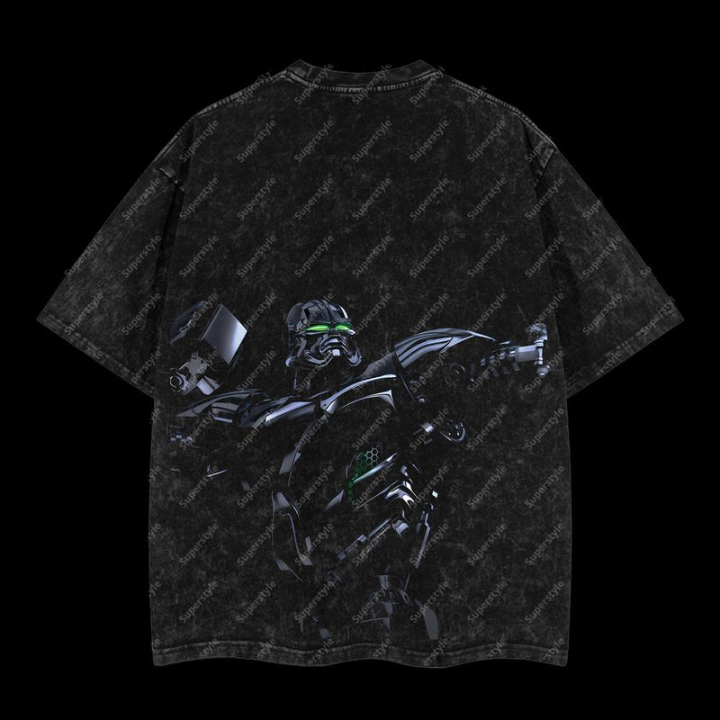 Zeus - Real Steel Edition Double Printed Oversize Lightweight Acid Washed T-Shirt