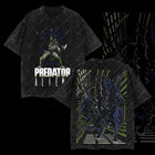 Xenomorph Alien Outer Screamer Ver 03 Alien vs. Predator AVP Edition Double Printed Oversize Lightweight Acid Washed T-Shirt