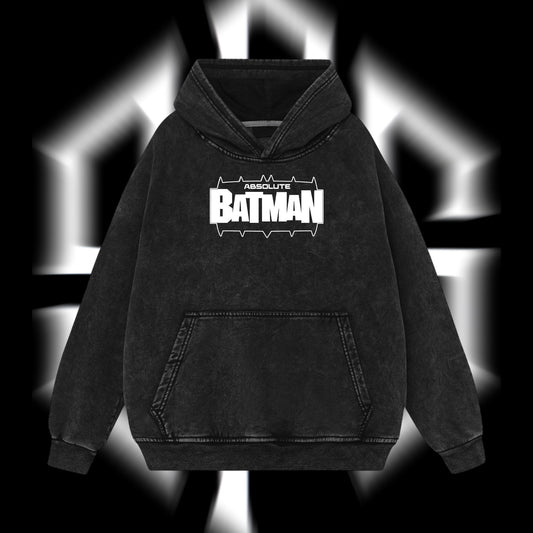 The Dark Knight "Absolute Batman" - The Gotham Guardian Hero Verse DC Comics Edition Double Printed Oversize Lightweight Acid Washed Hoodie