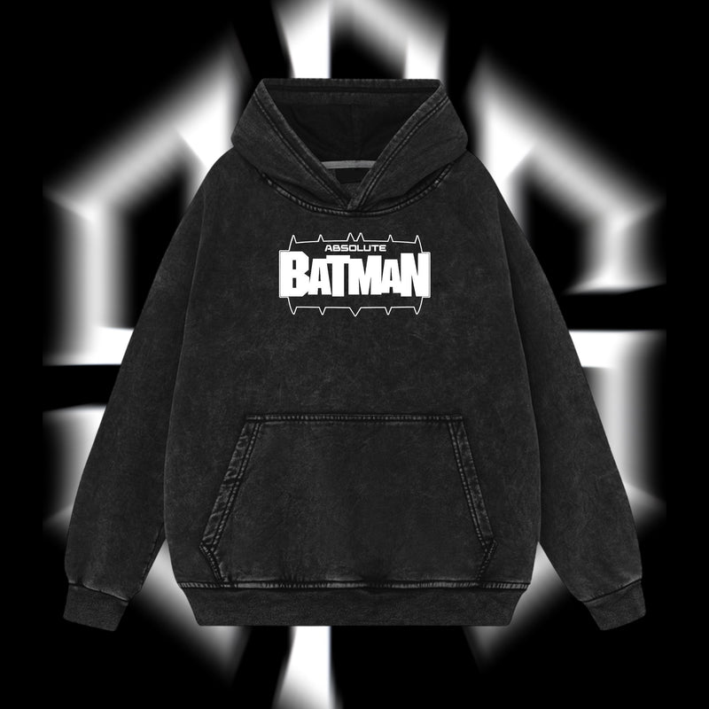 The Dark Knight "Absolute Batman" - The Gotham Guardian Hero Verse DC Comics Edition Double Printed Oversize Lightweight Acid Washed Hoodie