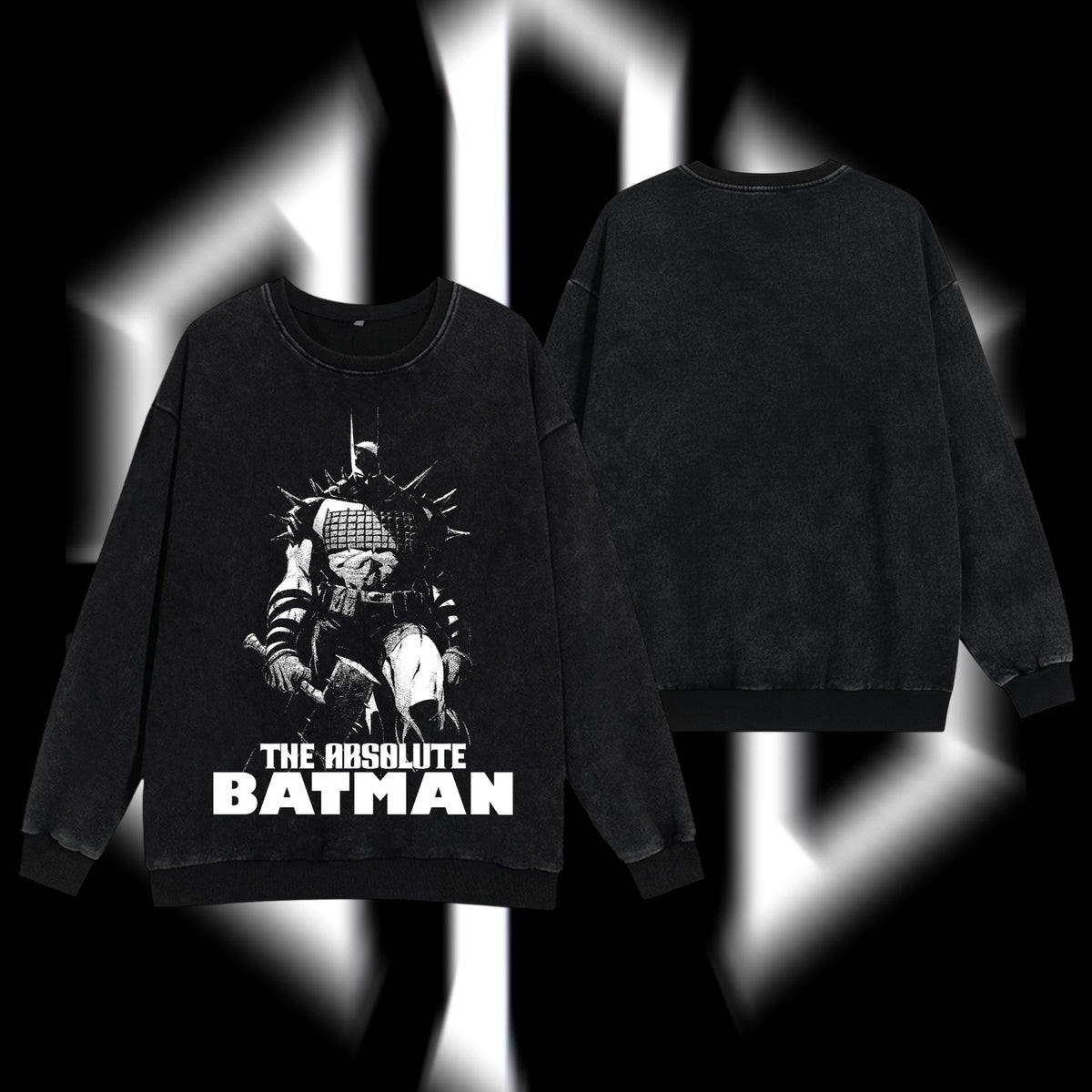The Dark Knight "Absolute Batman" - The Gotham Guardian Hero Verse DC Comics Edition Double Printed Oversize Lightweight Acid Washed Sweater