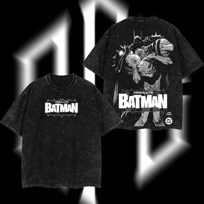 The Dark Knight "Absolute Batman" - The Gotham Guardian Hero Verse DC Comics Edition Double Printed Oversize Lightweight Acid Washed Tee