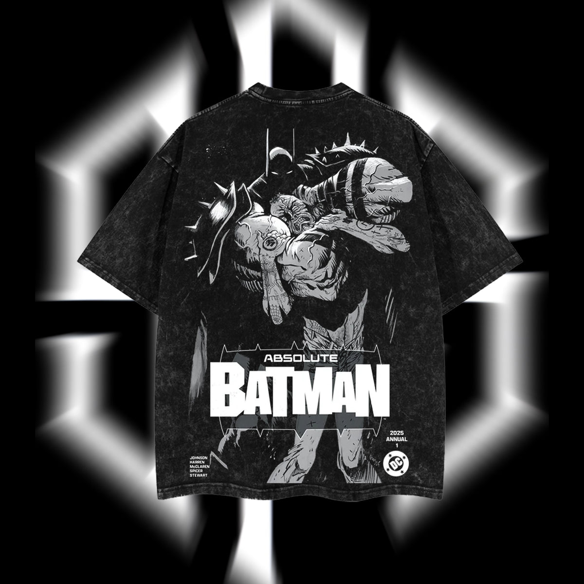 The Dark Knight "Absolute Batman" - The Gotham Guardian Hero Verse DC Comics Edition Double Printed Oversize Lightweight Acid Washed Tee