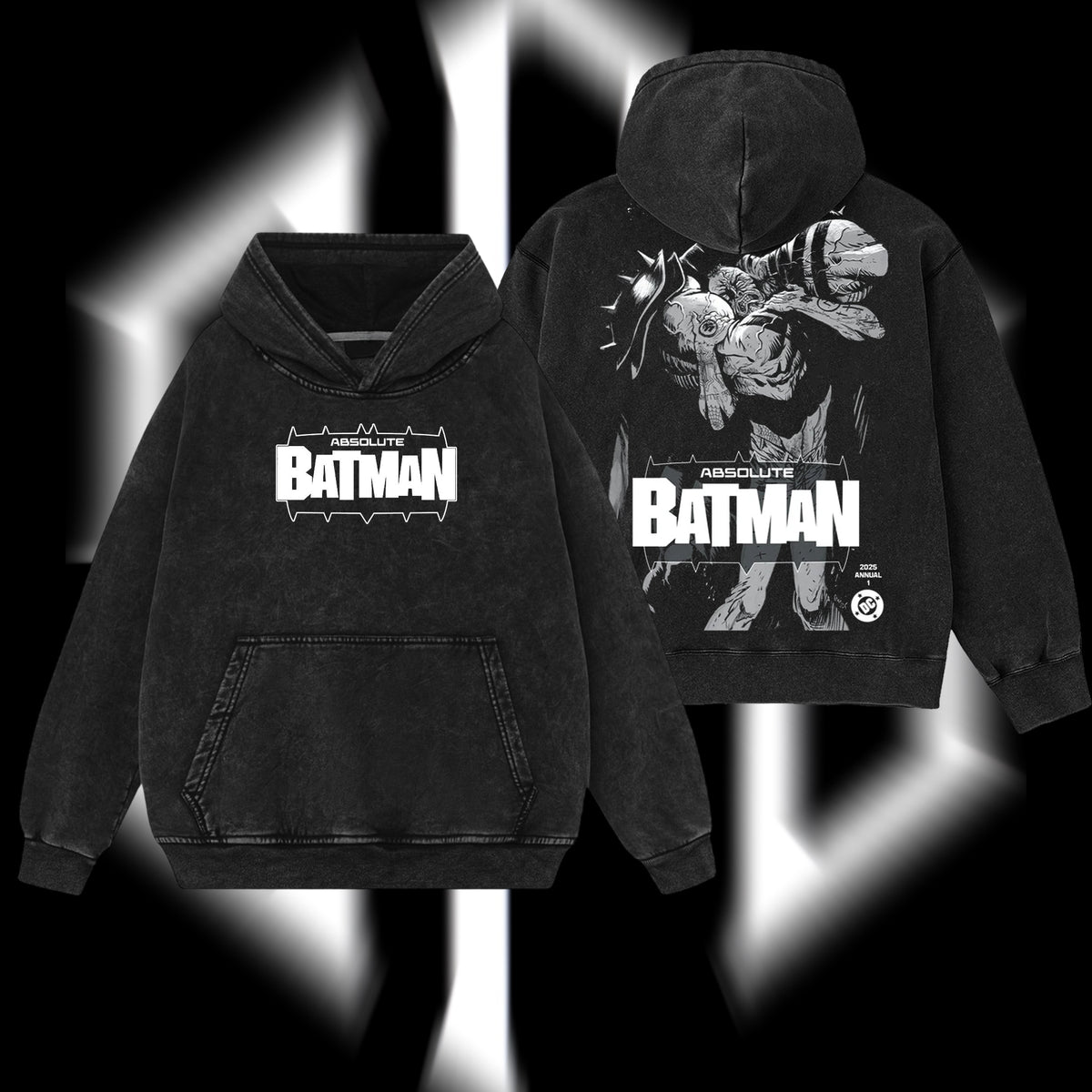 The Dark Knight "Absolute Batman" - The Gotham Guardian Hero Verse DC Comics Edition Double Printed Oversize Lightweight Acid Washed Hoodie