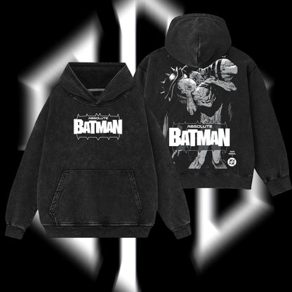The Dark Knight "Absolute Batman" - The Gotham Guardian Hero Verse DC Comics Edition Double Printed Oversize Lightweight Acid Washed Hoodie