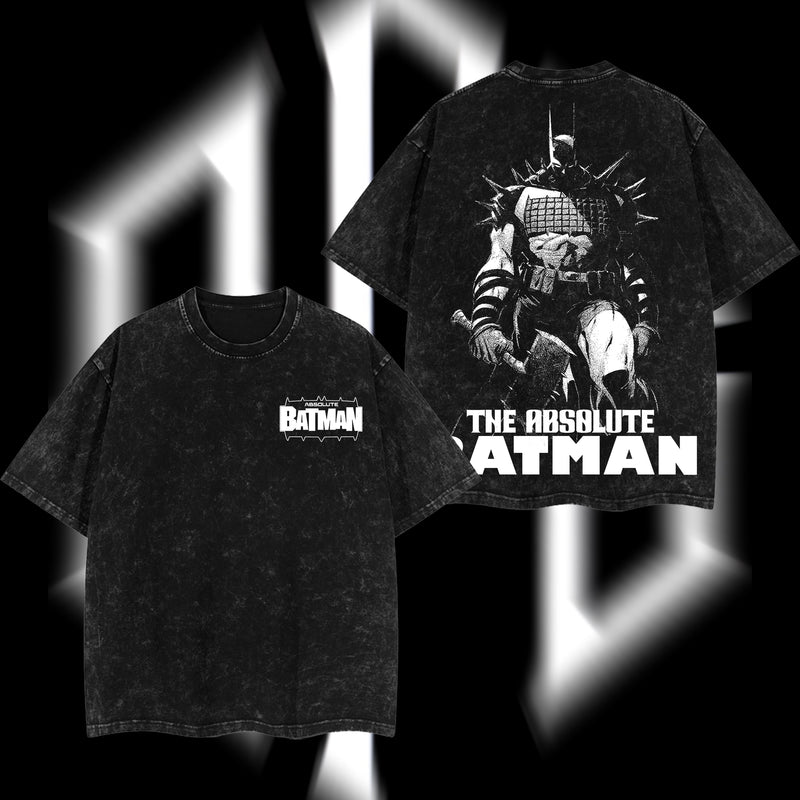 The Dark Knight "Absolute Batman" - The Gotham Guardian Hero Verse DC Comics Edition Double Printed Oversize Lightweight Acid Washed Tee