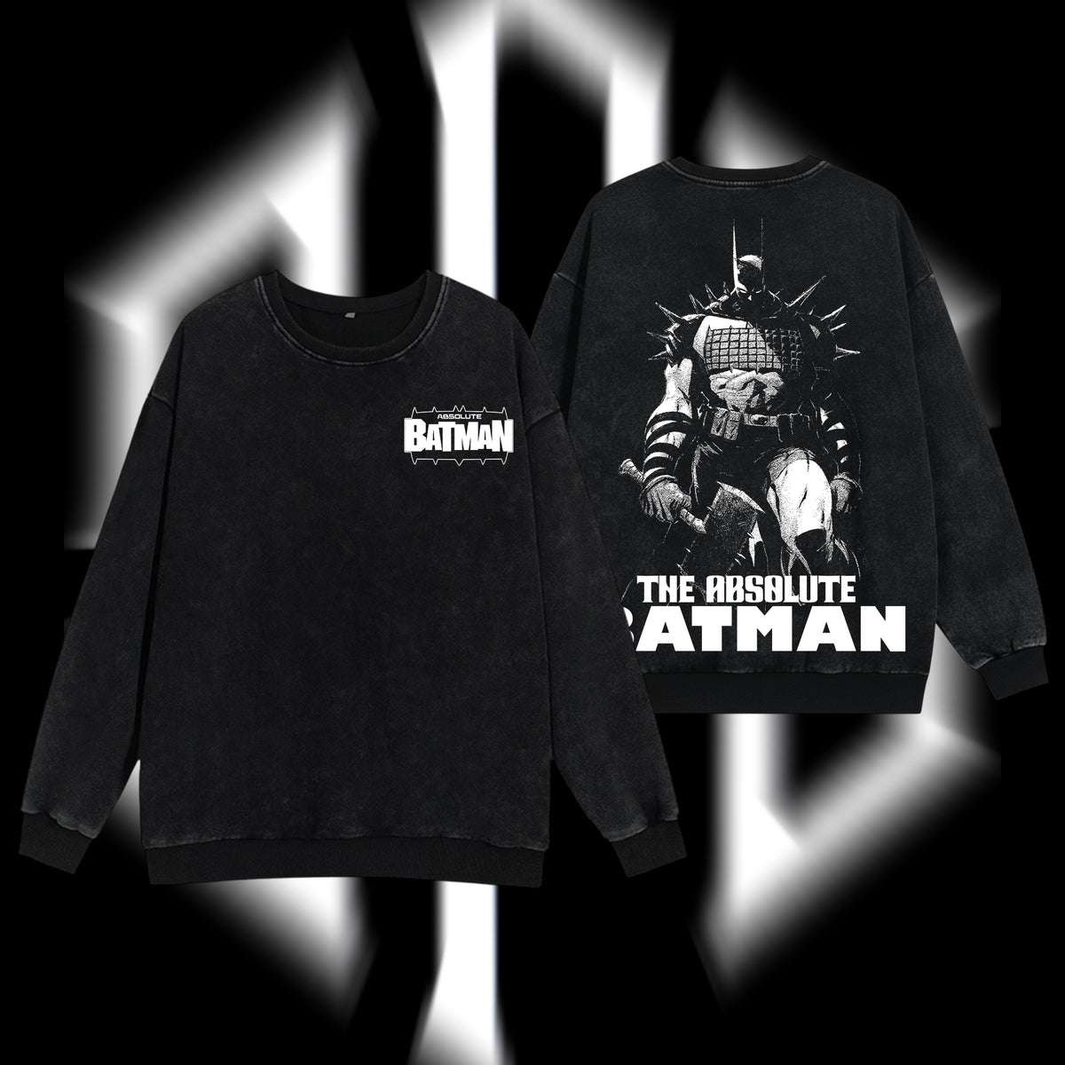 The Dark Knight "Absolute Batman" - The Gotham Guardian Hero Verse DC Comics Edition Double Printed Oversize Lightweight Acid Washed Sweater