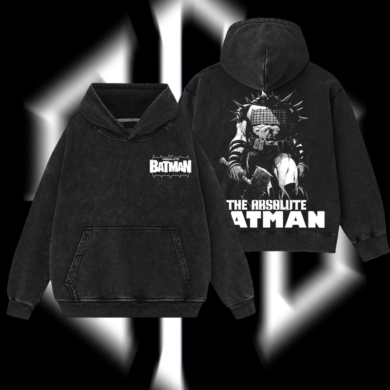 The Dark Knight "Absolute Batman" - The Gotham Guardian Hero Verse DC Comics Edition Double Printed Oversize Lightweight Acid Washed Hoodie