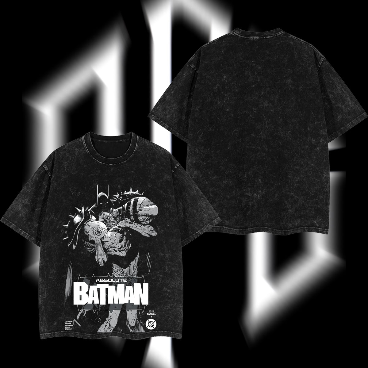 The Dark Knight "Absolute Batman" - The Gotham Guardian Hero Verse DC Comics Edition Double Printed Oversize Lightweight Acid Washed Tee