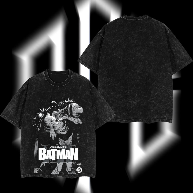 The Dark Knight "Absolute Batman" - The Gotham Guardian Hero Verse DC Comics Edition Double Printed Oversize Lightweight Acid Washed Tee