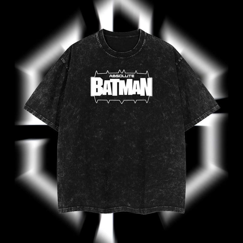 The Dark Knight "Absolute Batman" - The Gotham Guardian Hero Verse DC Comics Edition Double Printed Oversize Lightweight Acid Washed Tee