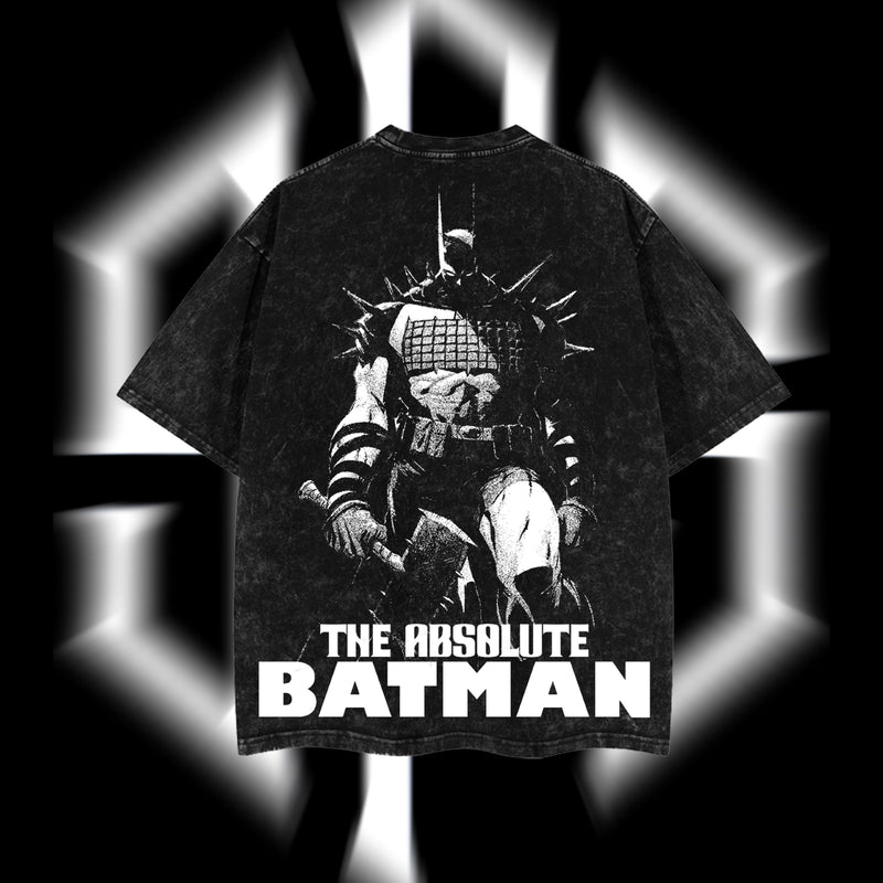 The Dark Knight "Absolute Batman" - The Gotham Guardian Hero Verse DC Comics Edition Double Printed Oversize Lightweight Acid Washed Tee