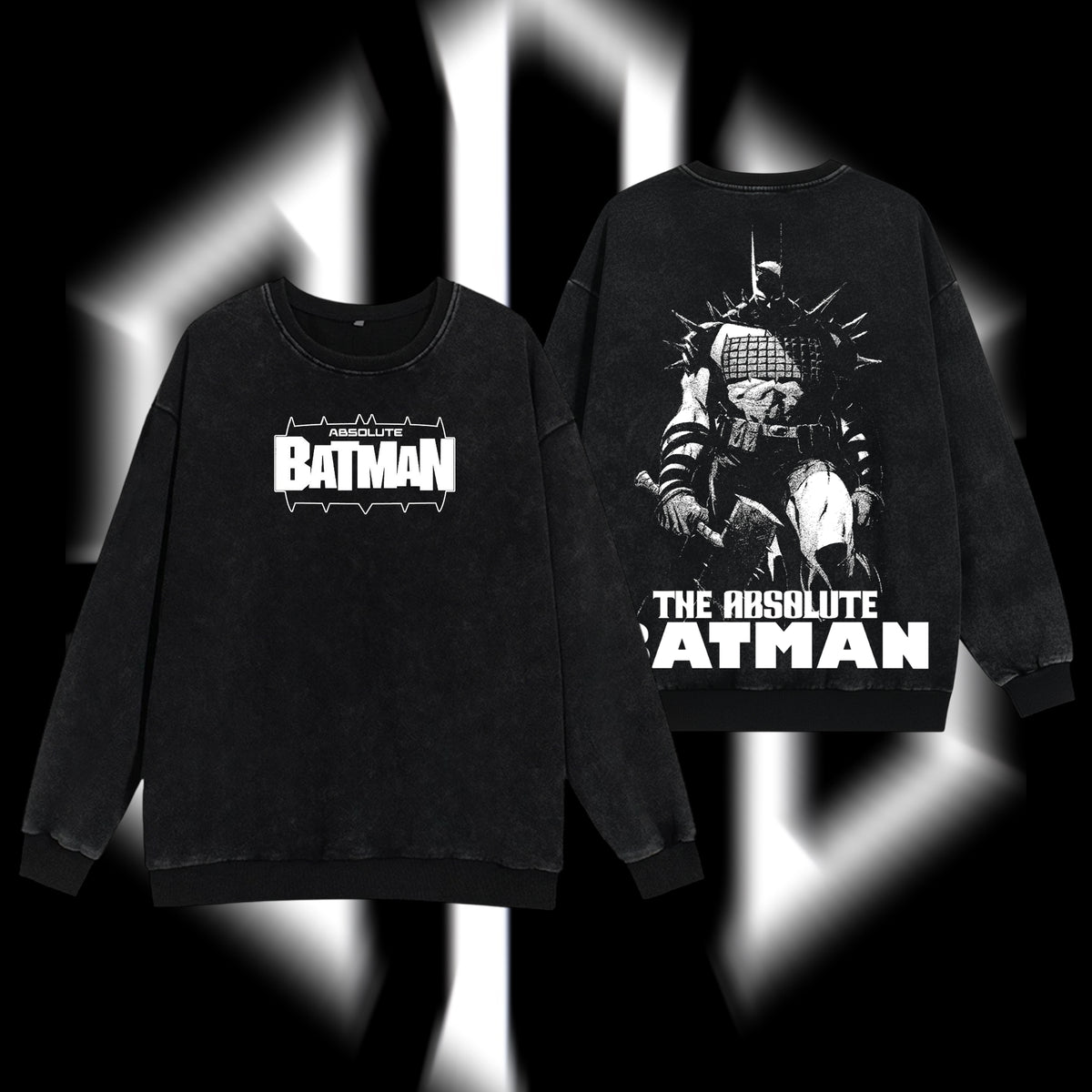 The Dark Knight "Absolute Batman" - The Gotham Guardian Hero Verse DC Comics Edition Double Printed Oversize Lightweight Acid Washed Sweater