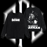 The Dark Knight "Absolute Batman" - The Gotham Guardian Hero Verse DC Comics Edition Double Printed Oversize Lightweight Acid Washed Sweater