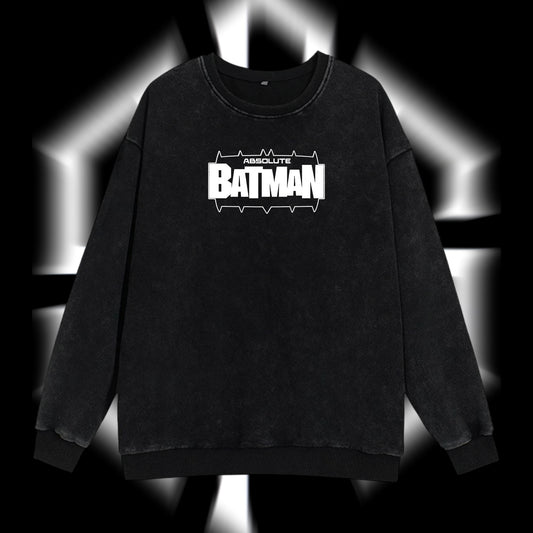The Dark Knight "Absolute Batman" - The Gotham Guardian Hero Verse DC Comics Edition Double Printed Oversize Lightweight Acid Washed Sweater