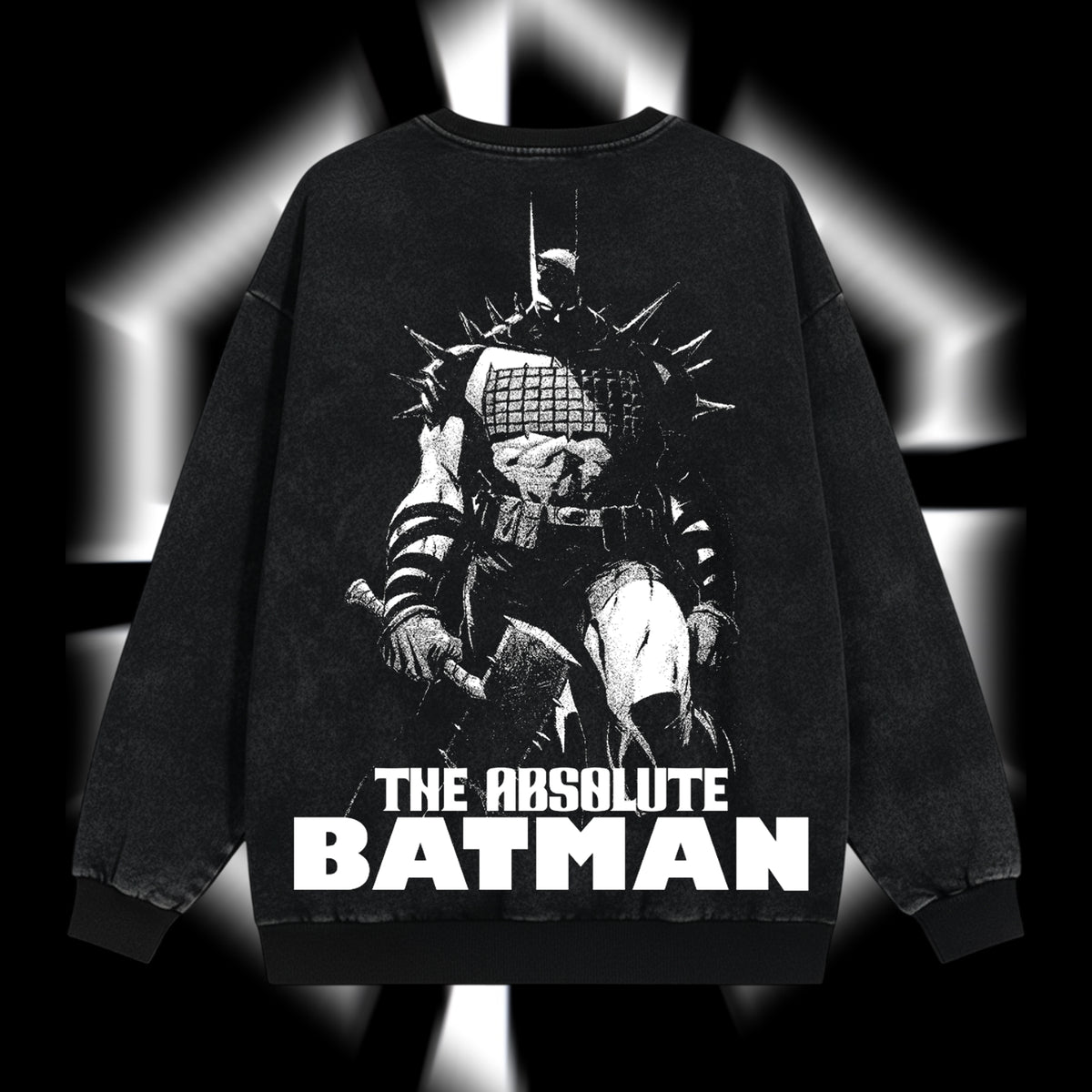 The Dark Knight "Absolute Batman" - The Gotham Guardian Hero Verse DC Comics Edition Double Printed Oversize Lightweight Acid Washed Sweater