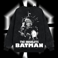 The Dark Knight "Absolute Batman" - The Gotham Guardian Hero Verse DC Comics Edition Double Printed Oversize Lightweight Acid Washed Sweater