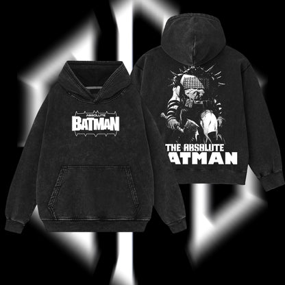 The Dark Knight "Absolute Batman" - The Gotham Guardian Hero Verse DC Comics Edition Double Printed Oversize Lightweight Acid Washed Hoodie