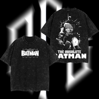 The Dark Knight "Absolute Batman" - The Gotham Guardian Hero Verse DC Comics Edition Double Printed Oversize Lightweight Acid Washed Tee