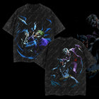 The Dark Knight "Batman" x The Clown Prince of Crime "Joker" DC Comic Edition Double Printed Oversize Lightweight Acid Washed T-Shirt