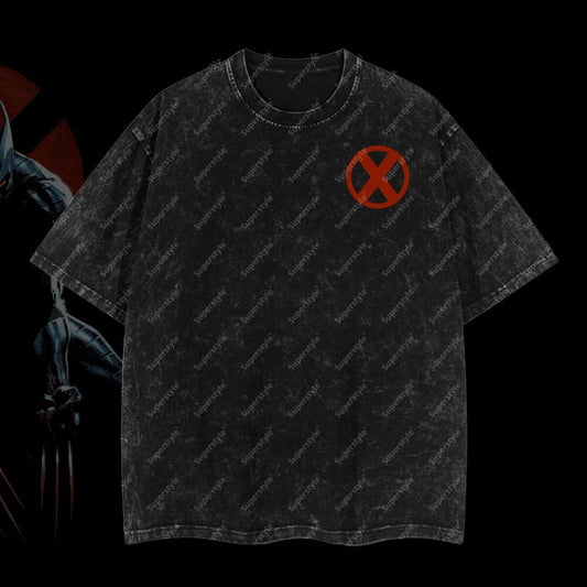 Clawborn Weapon X "Wolverine" - X Force Marvel MCU superhero Edition Double Printed Oversize Lightweight Acid Washed T-Shirt