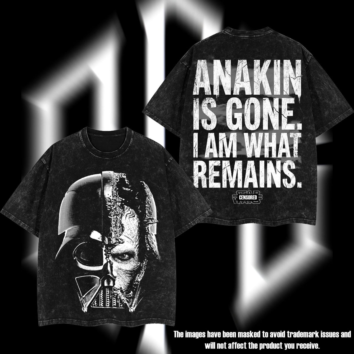Anakin Skywalker "The Chosen One" Darth Vader Star Wars Edition Double-Printed Oversize Lightweight Acid-Washed Premium Cotton T-Shirt