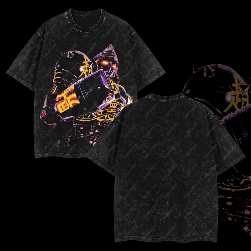 Noisy boy - Real Steel Edition Double Printed Oversize Lightweight Acid Washed T-Shirt